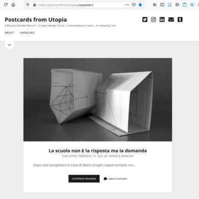Screenshot home page di postcardfromutopia.unpacked.it